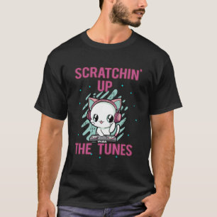 T-shirt Casques de Tourne-disque Dj Amoureux des chats aud