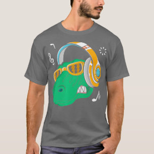 T-shirt Casques Dino Cool T-Rex Dinosaur DJ Music