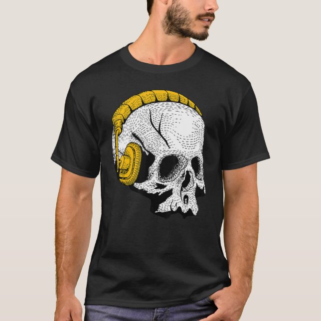 T-shirt Casques DJ Occult Magic Skull 1 (Devant)
