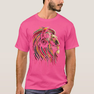 T-shirt Casques Lion Reggae Rasta Dreadlocks Musique Art