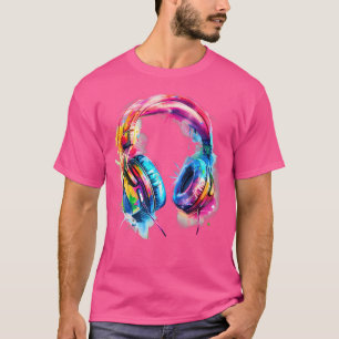 T-shirt Casques Musique Dj Musique Colorée Casques Mus