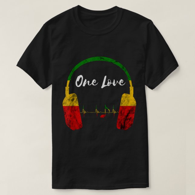 T-shirt Casques Rasta Reggae Musique Jamaïcaine Pride One  (Design devant)