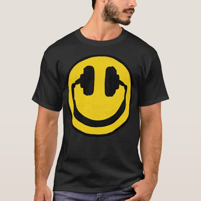 T-shirt Casques Souriant La Musique Du Visage Me Rend Heur (Devant)