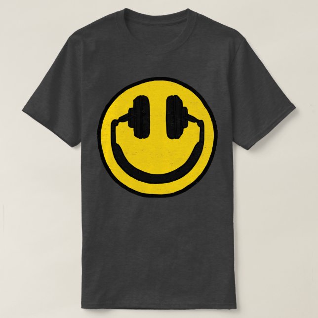 T-shirt Casques Souriant La Musique Du Visage Me Rend Heur (Design devant)