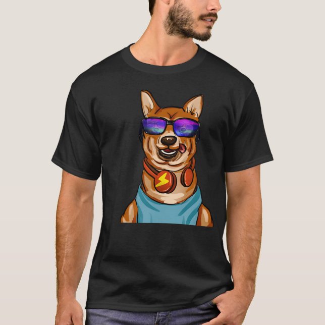 T-shirt Casques Style Chien Et Musique vintage (Devant)