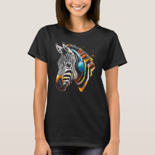 T-shirt Casques Zebra Oeuvre Musique Animale Motif Zebra