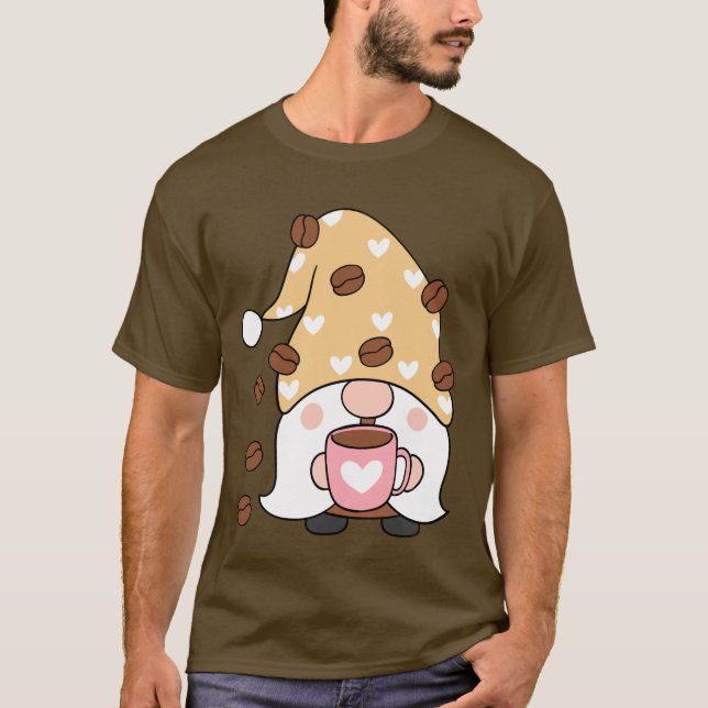 T-shirt Casquette au café Gnome Lover Coffee Bean avec les (Devant)
