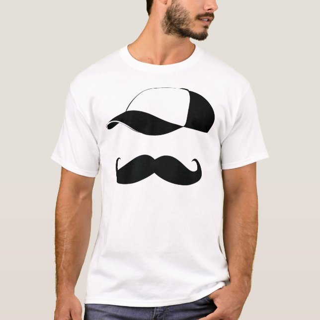 T-shirt Casquette de baseball et moustache (Devant)