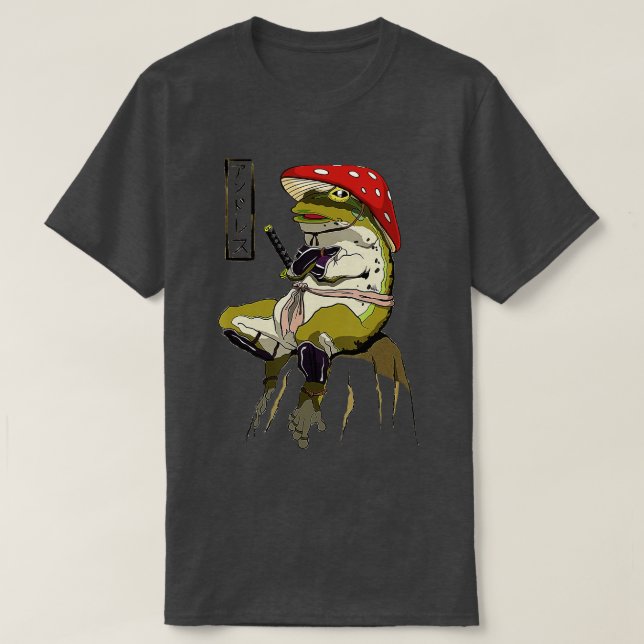 T-shirt Casquette de champignon Samurai Grenouille Vintage (Design devant)