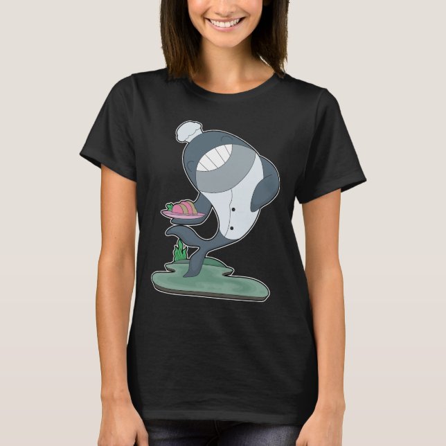 T-shirt Casquette de chef cuisinier Whale Cook (Devant)