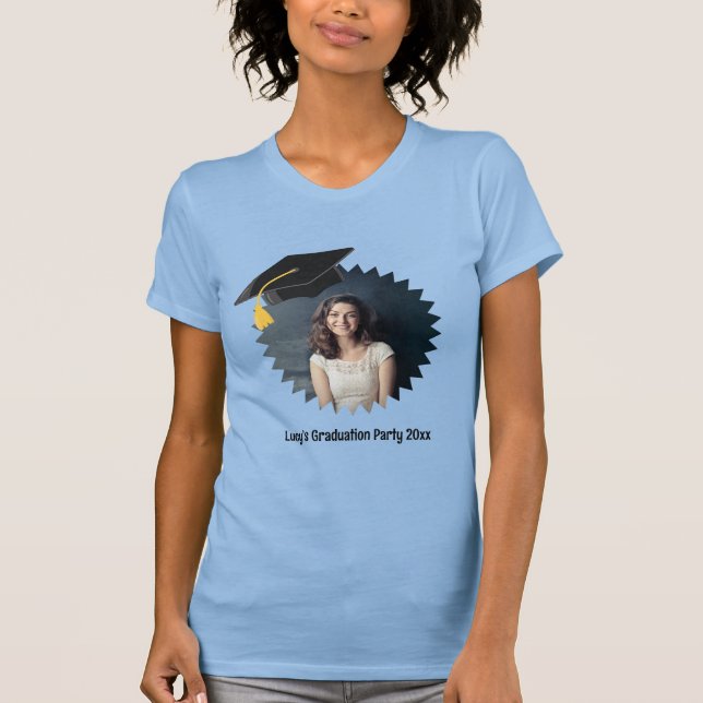 T-shirt Casquette de graduation de texte et de photo perso (Devant)