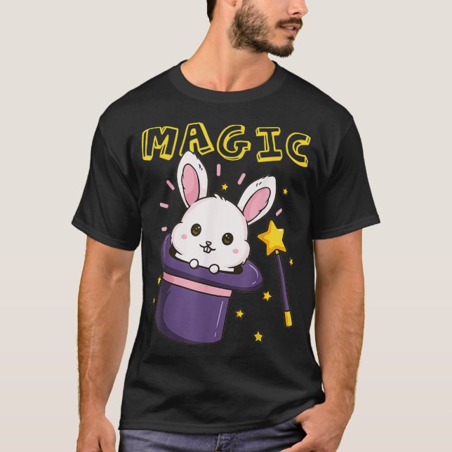 T-shirt Casquette de lapin magicien de baguette (Devant)