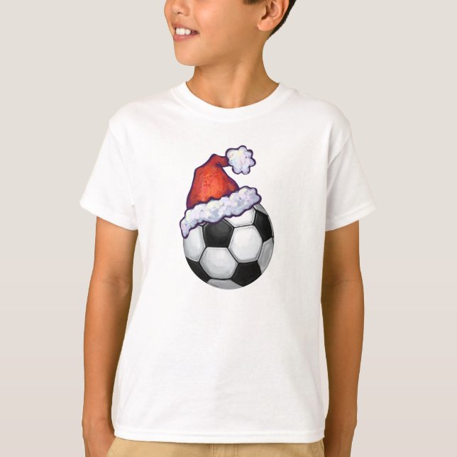T-shirt Casquette de Noël de ballon de football (Devant)