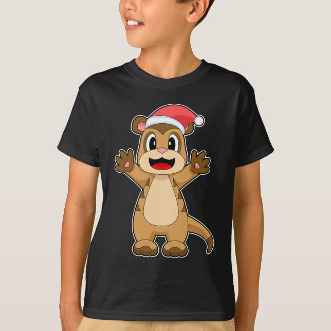 T-shirt Casquette de Noël de Meerkat (Devant)
