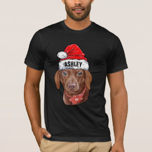 T-shirt Casquette de Noël mignon Dachshund Chien Big