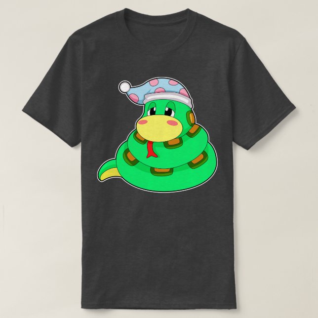 T-shirt Casquette de nuit couché serpent (Design devant)