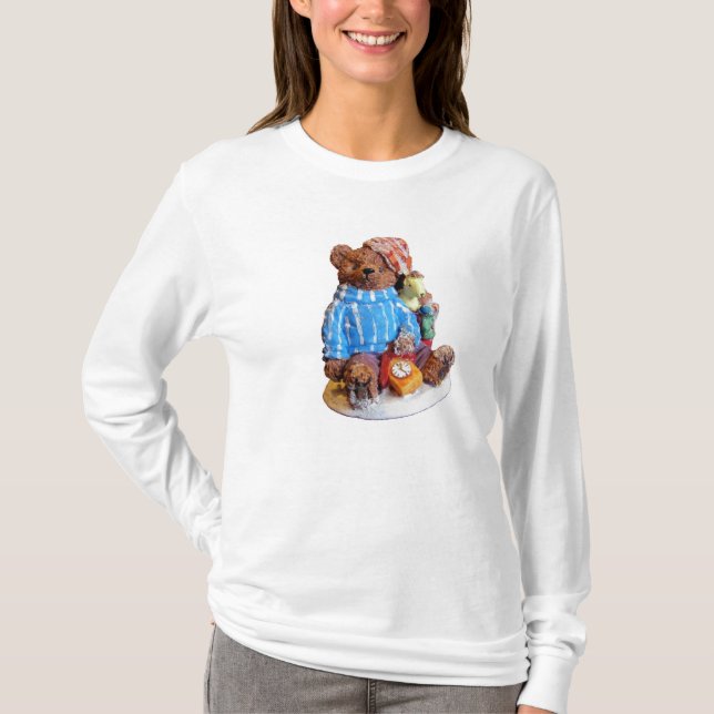 T-shirt Casquette de nuit endormi Teddy Bear avec jouets (Devant)