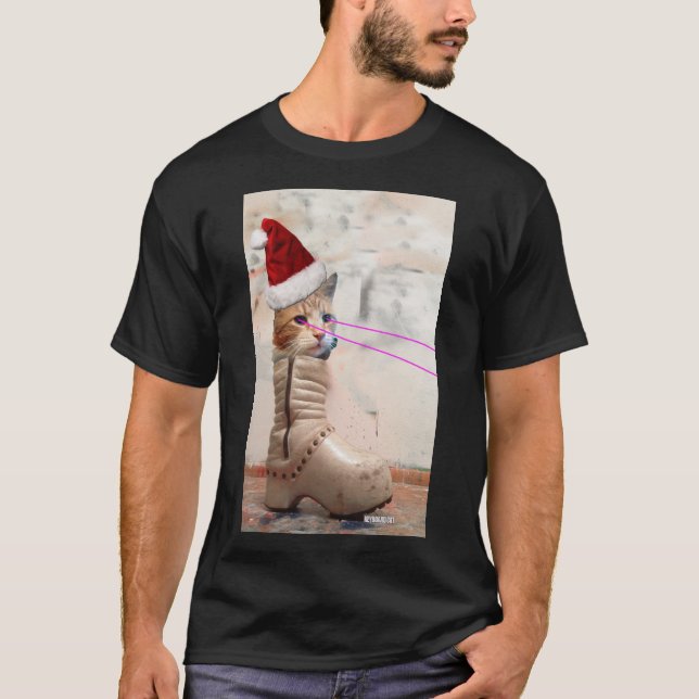 T-shirt CASQUETTE de PÈRE NOËL de chat de clavier dans le (Devant)