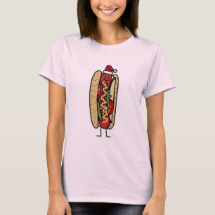 T-shirt Casquette de Père Noël de Noël de hot-dog de style