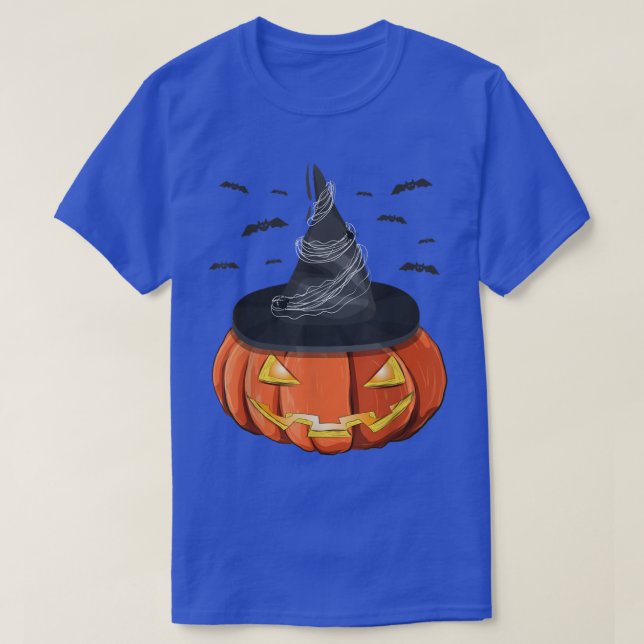 T-shirt Casquette de sorcière Jack-o'-lantern de chauve-so (Design devant)