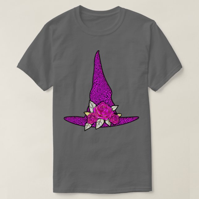 T-shirt Casquette de sorcière violette Fancy Leopard Poste (Design devant)