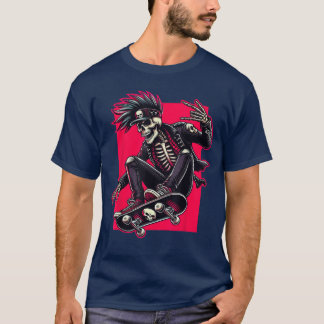 T-shirt Casquette de squelette de rockeur cool Halloween p