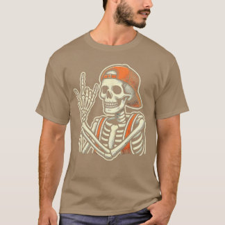 T-shirt Casquette de squelette de rockeur cool skater Hall