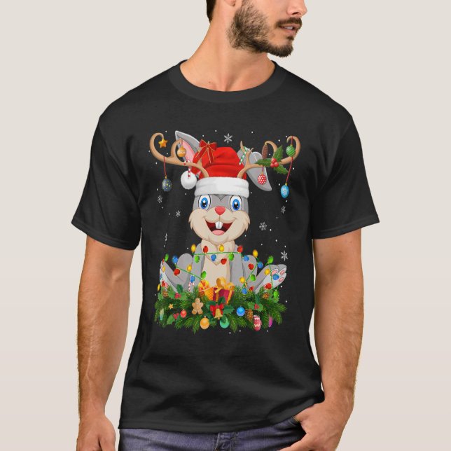 T-shirt Casquette des Rennes de Noël Père Noël Hare Noël (Devant)