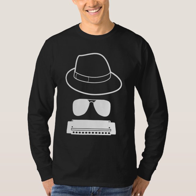 T-shirt Casquette Et Lunettes De Soleil Harmonica Player (Devant)
