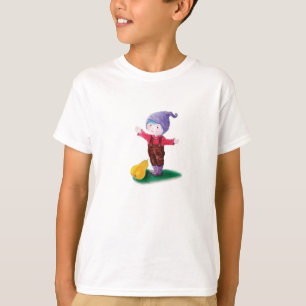T-shirt Casquette mauve Gnome avec cheveux et oreille bleu