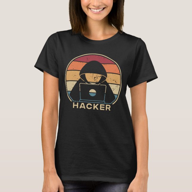 T-shirt Casquette noir Casquette noir rétro Hacking Hackin (Devant)