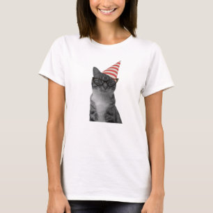 T-shirt Casquette rayé Party Chat lunettes les années 50