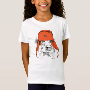 T-Shirt Casquette rouge de Basset Hound Ushanka