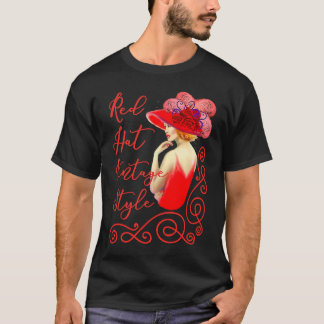 T-shirt Casquettes rouges Dames style Vintage en rouge