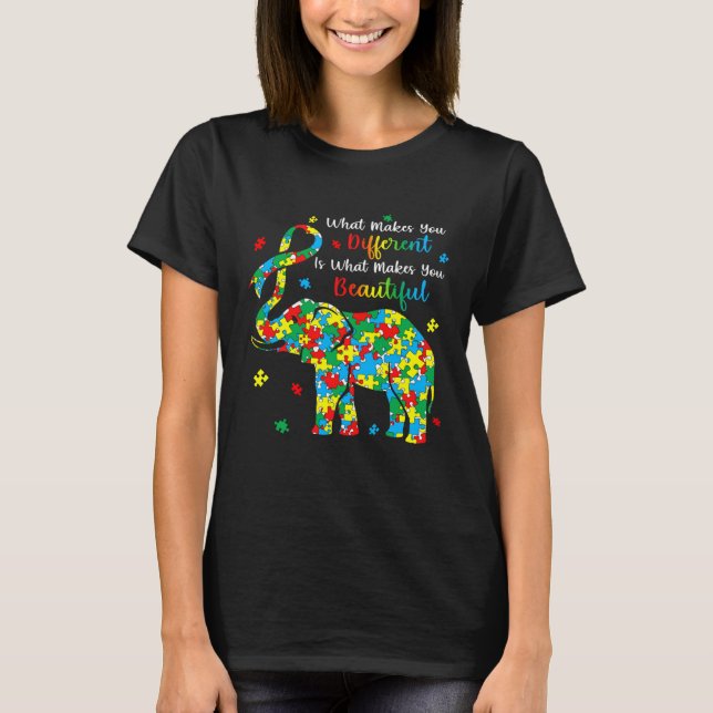 T-shirt Casse-tête éléphant Ce qui vous rend différent Aut (Devant)