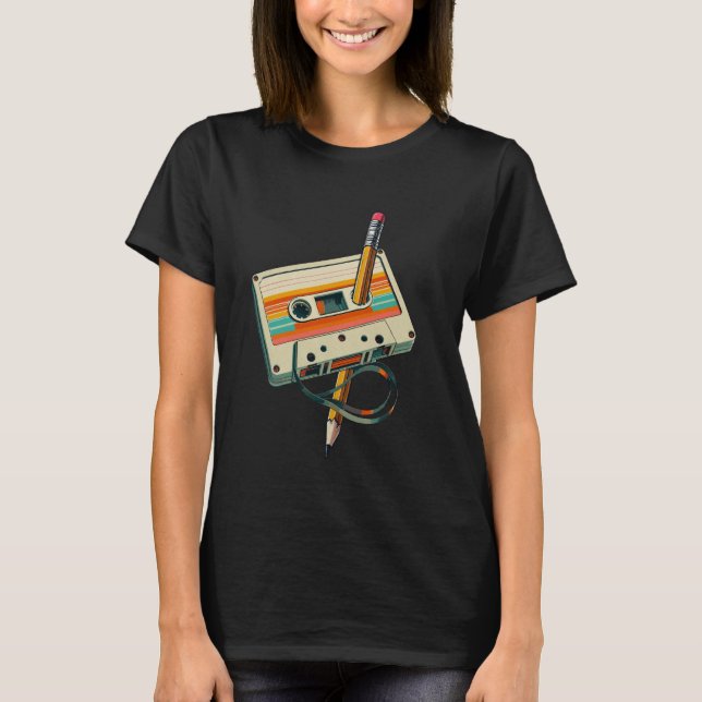 T-shirt Cassette Audio Rétro à Rewind Nostalgie Partie (Devant)