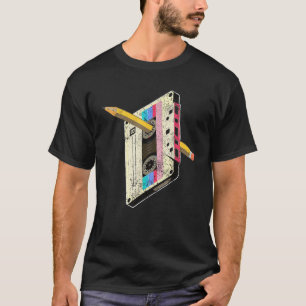 T-shirt Cassette Audio Vintage Années 80 Crayon Rembobinag