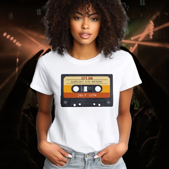 T-shirt Cassette Bande Rétro Anniversaire Fête (Cassette Tape Retro Birthday Party T-Shirt
)