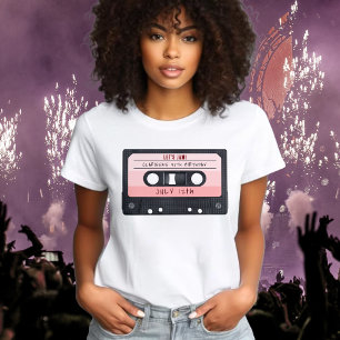 T-shirt Cassette Bande rose Retro Anniversaire