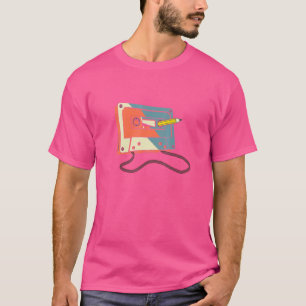 T-shirt Cassette de bande crayon les années 70 80s 90s Vin