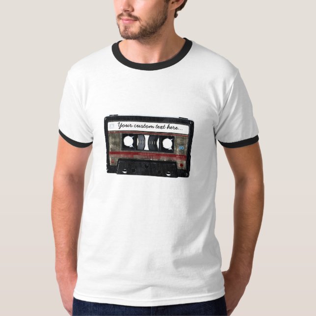 T-shirt Cassette de vieille école avec le texte (Devant)