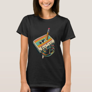 T-shirt Cassette Rewind Cassette Old School Musique Lover 