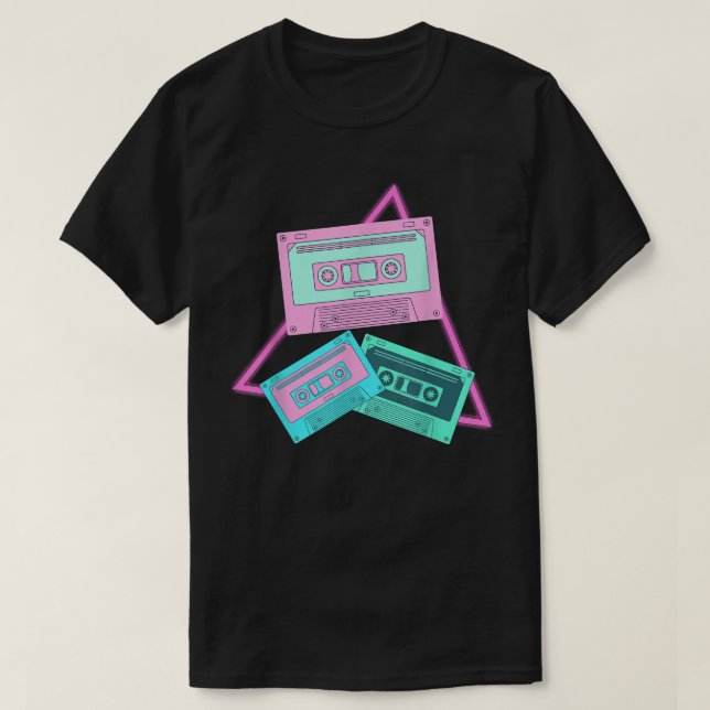 T-shirt Cassette Synthwave Retro 90s Art Vaporwave Music 2 (Design devant)