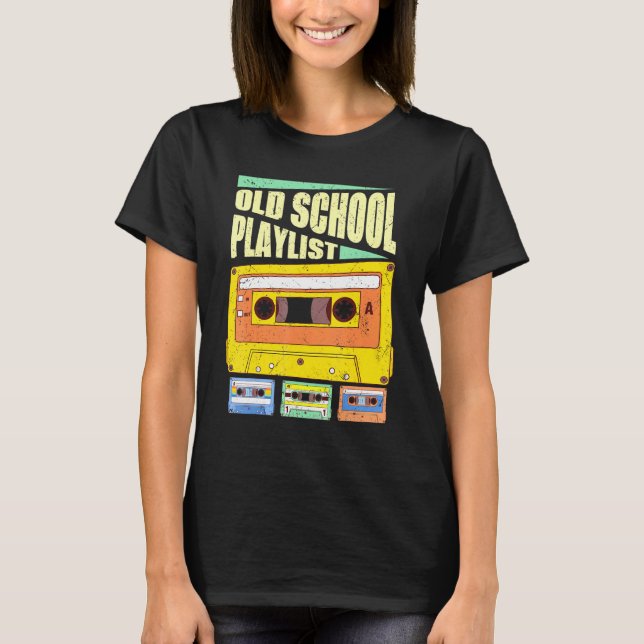 T-shirt Cassette Tape Musique Rétro 80s Old School Playlis (Devant)