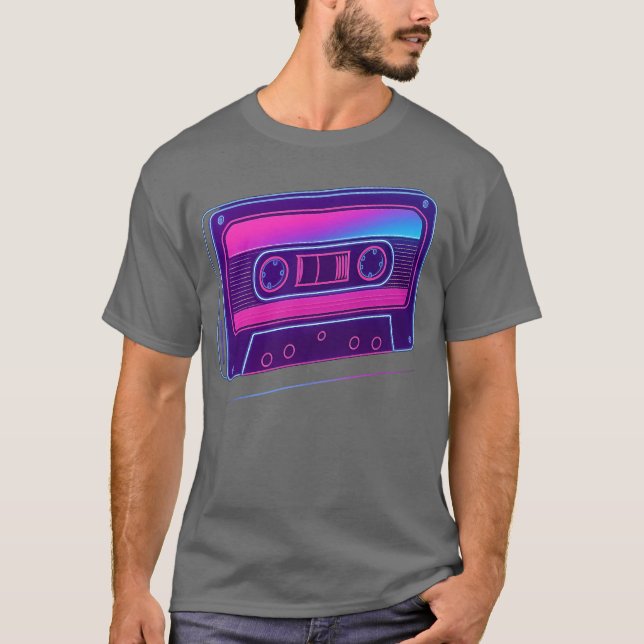T-shirt Cassetteape néon Design Rétro rétro (Devant)