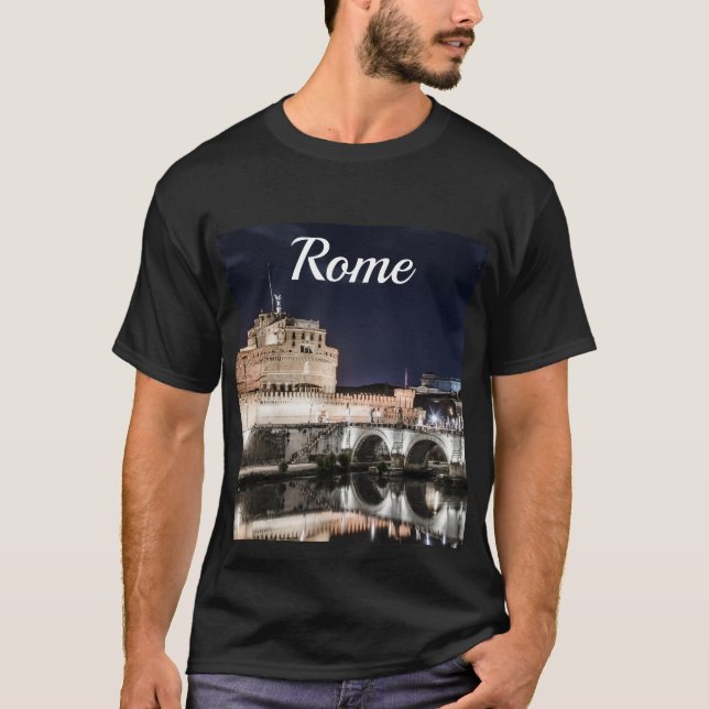 T-shirt Castel Sant Angelo la nuit à Rome (Devant)