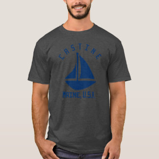 T-shirt Castine Maine Bateau Marine Blue Texte