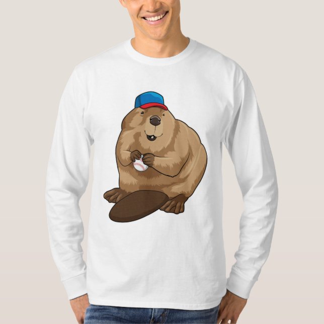 T-shirt Castor au baseball avec baseball (Devant)