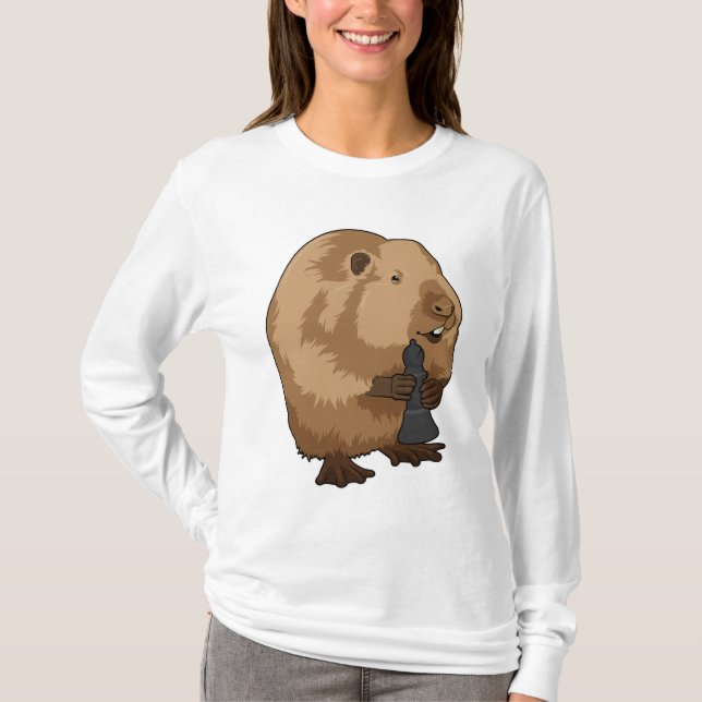 T-shirt Castor au jeu d'échecs avec pièce d'échecs Évêque (Devant)