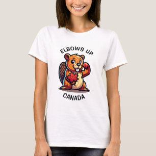 T-shirt Castor avec feuille d'érable et coudes au Canada B